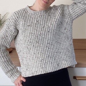 Crochet Ribbed Sweater Pattern: Knit-Look Texture, Adult XS-4XL (Video Tutorial) (PDF Pattern)