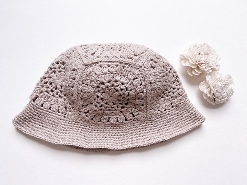 Crochet Pattern Granny Square Bucket Hat/ Crochet Summer Hat / Sizes Baby 0-6 mo, Baby 6-12 mo, Toddler, Child, Adult image 4