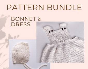 Pinafore Dress & Bonnet BUNDLE - Crochet Patterns Bundle