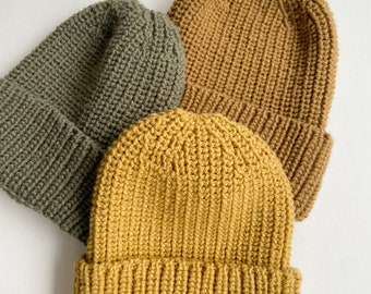 Kitting Pattern | Reversible Ribbed Knit Hat Pattern | Baby, Child, Adult sizes.