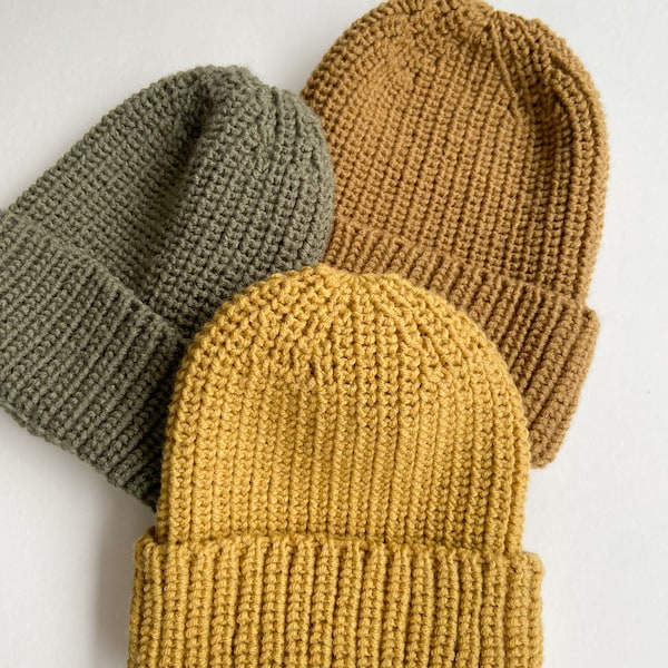 Kitting Pattern | Reversible Ribbed Knit Hat Pattern | Baby, Child, Adult sizes.