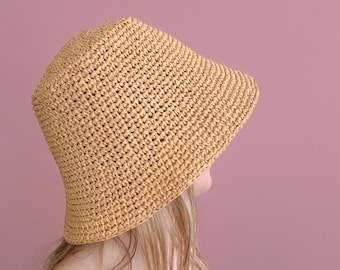 CROCHET PATTERN | Raffia Bucket Hat - 2-in-1 Design for Sun Hat and Bucket Hat (Sizes Adult S/M and Adult Large) (English Only)