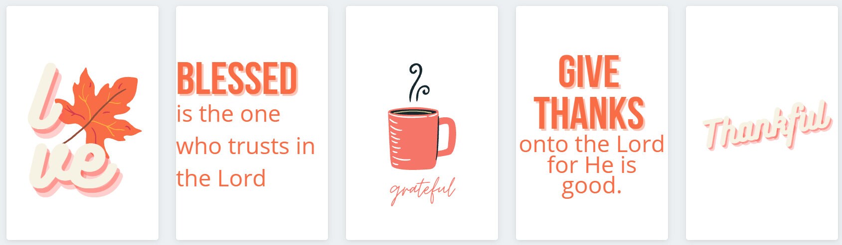 Bible Verse Wall Art Gallery Set of 5, Fall Sign Printable ...