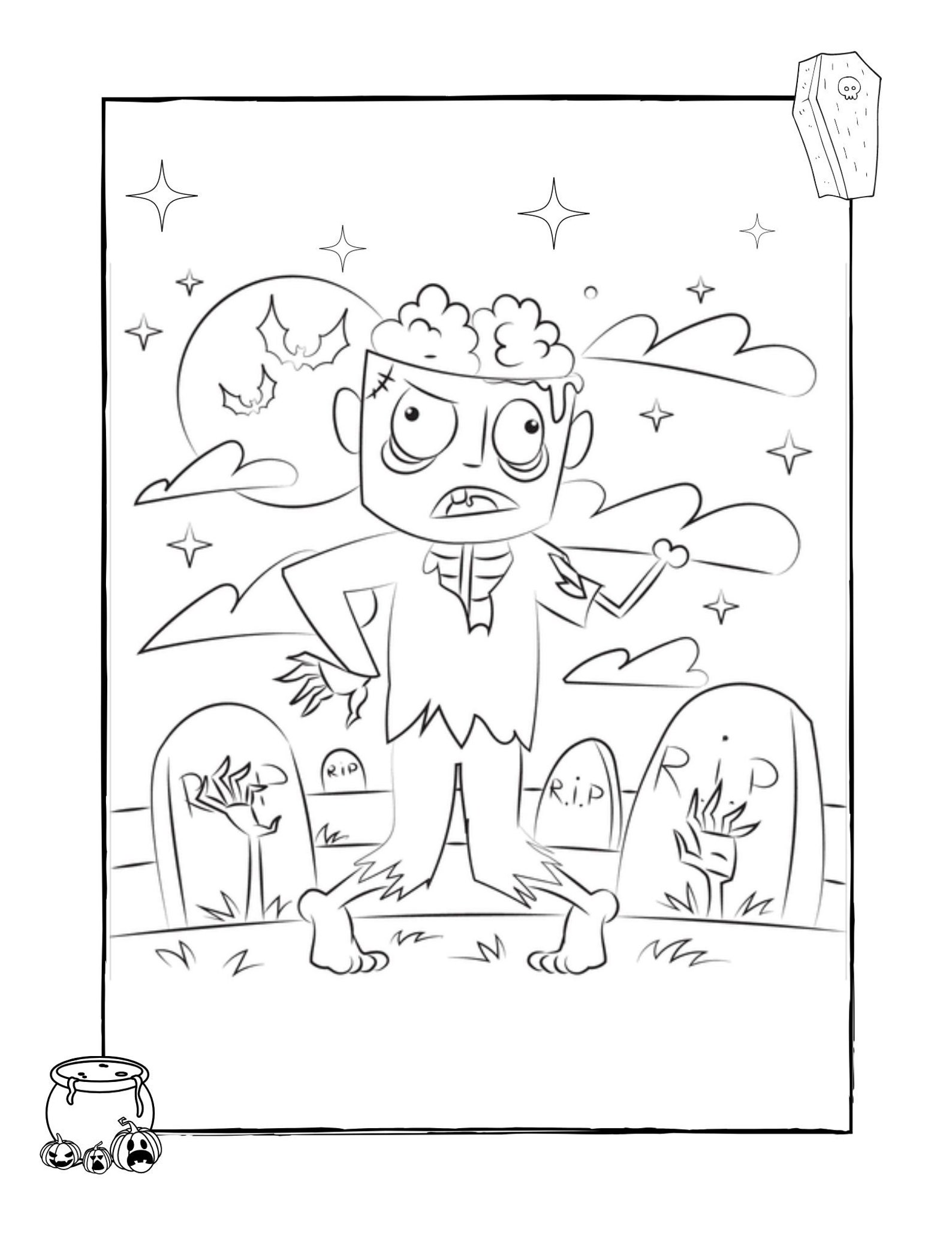 50 monsters zombie cartoon coloring pages book for adults / 50 | Etsy