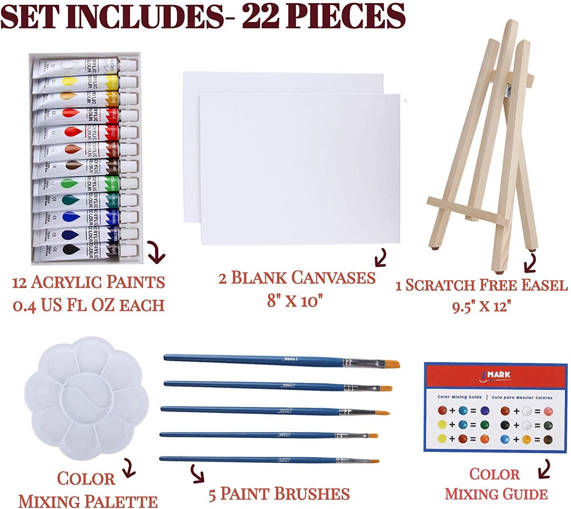Art Canvas Paint Set Supplies 22Piece Canvas Acrylic Etsy