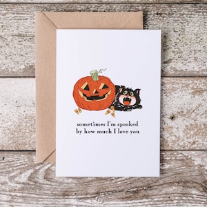 Geschrokken door hoeveel ik van je hou | Afdrukbare Halloween-kaart | Halloween-jubileum