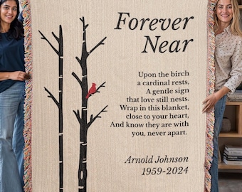 Personalized Memorial Blanket | Sympathy Gift with Cardinal | Fleece & Woven Blanket for Loss of Loved One