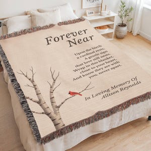 Custom Cardinal Memorial Blanket: Personalized Sympathy Throw with Photo and Poem for Comfort