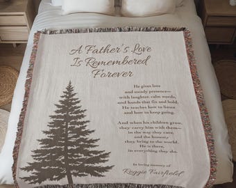 Personalized Memorial Woven Blanket: Loss of Father, In Loving Memory Gift