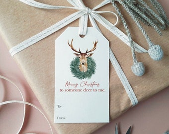 Printable Christmas Gift Tags | Farmhouse "Someone Deer to Me" Holiday Design