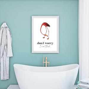 Don&#39;t Worry, I Won&#39;t Look | Flamingo Bathroom Wall Art | Printable Wall Art
