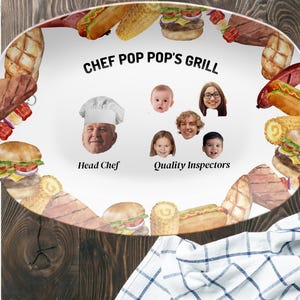 Funny Photo Grilling Plate - Unique Father&#39;s Day Grill Platter Gift for Dad or for Grandpa, Custom BBQ Art