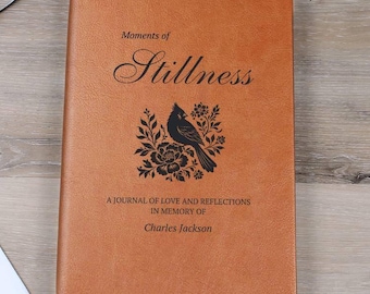 Personalized Grief Journal: Vegan Leather Cardinal Sympathy Gift