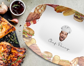 Plato de parrilla con foto divertida: regalo personalizado para el Día del Padre