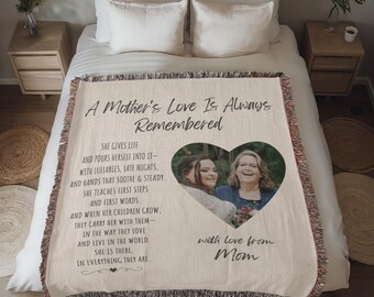 Sympathy for Loss of Mom - Custom Photo Blanket Gift - Heirloom Woven Blanket