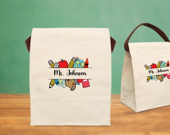 Personalized Teacher Canvas Lunch Bag: Eco-Friendly Cotton Tote