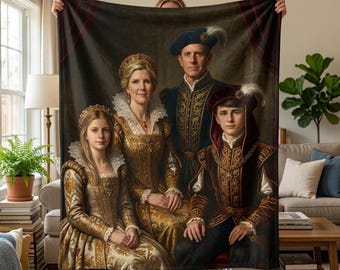 Royal Family Portrait Blanket | Custom Funny Photo Throw Blanket Gift