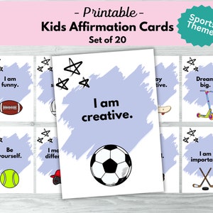 Afdrukbare bevestigingskaarten | Sport | Afdrukbare affirmaties voor kinderen | Sportaffirmaties