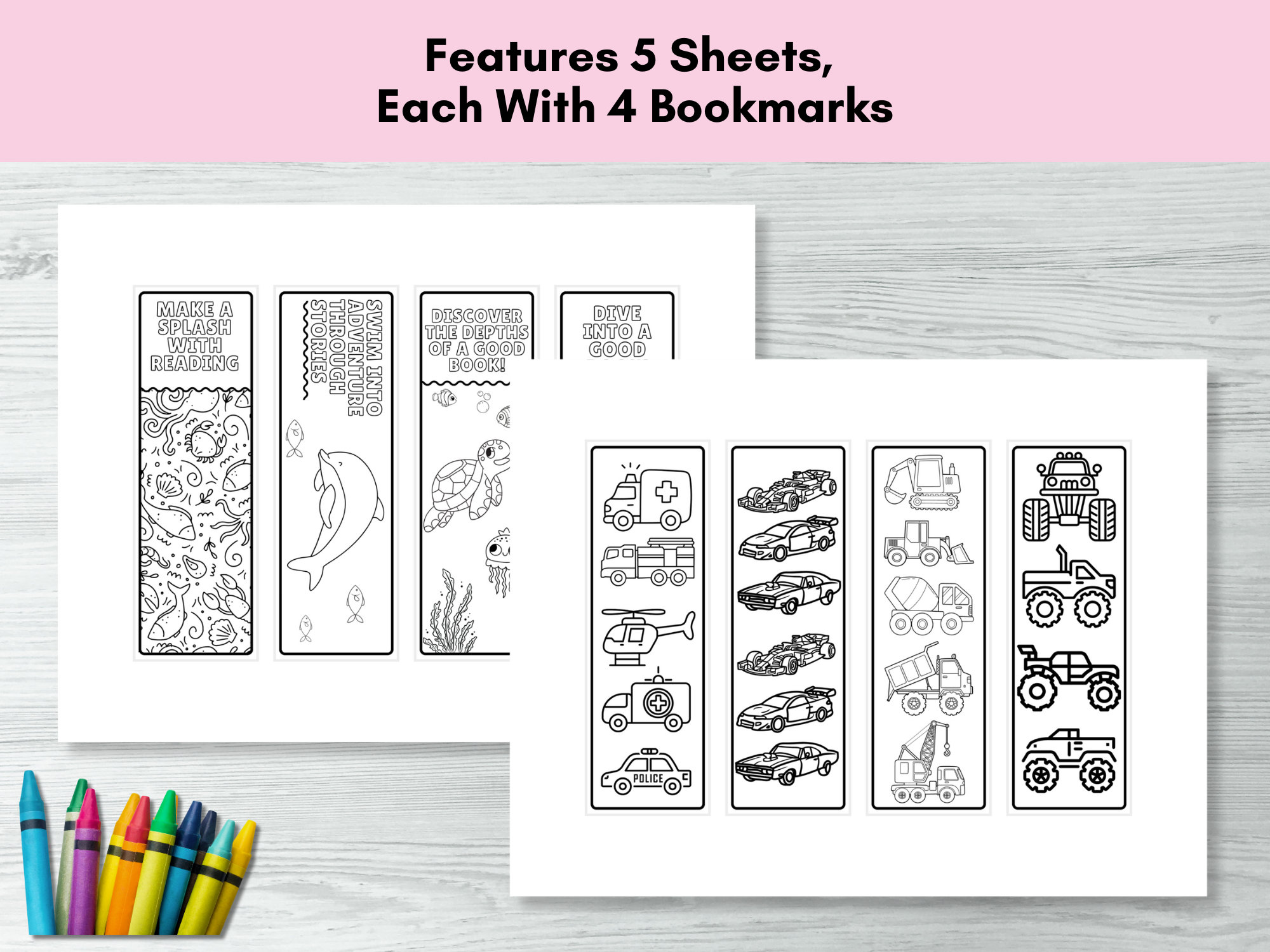 Printable Coloring Bookmarks Kids Bookmarks Value Bundle Ocean Pirate ...
