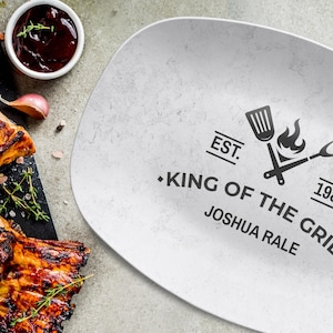 Personalized Grilling Platter for Dad - King of the Grill Custom Platter