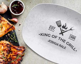 Personalized Grilling Platter for Dad - King of the Grill Custom Platter