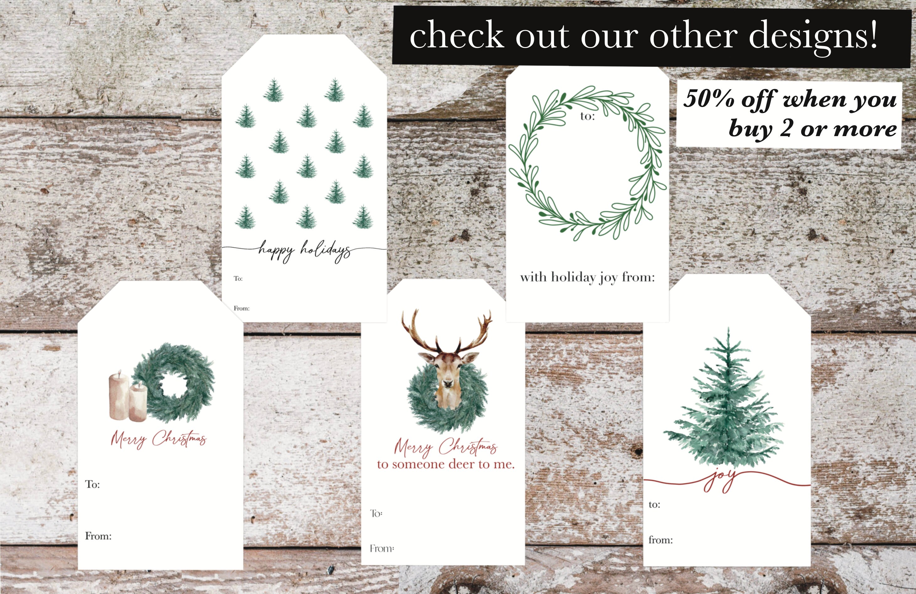 Printable Christmas Gift Tags Farmhouse Wreath Holiday - Etsy
