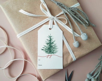 Printable Christmas Gift Tags | Minimalist Tree Holiday Design