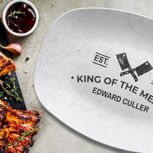 Personalized Grilling Plate for Dad - King of the Meats Custom Platter & BBQ Gift for Father&#39;s Day