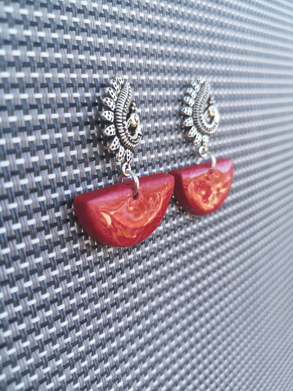 Statement Earrings Red Earrings Indian Hindu Handmade Etsy