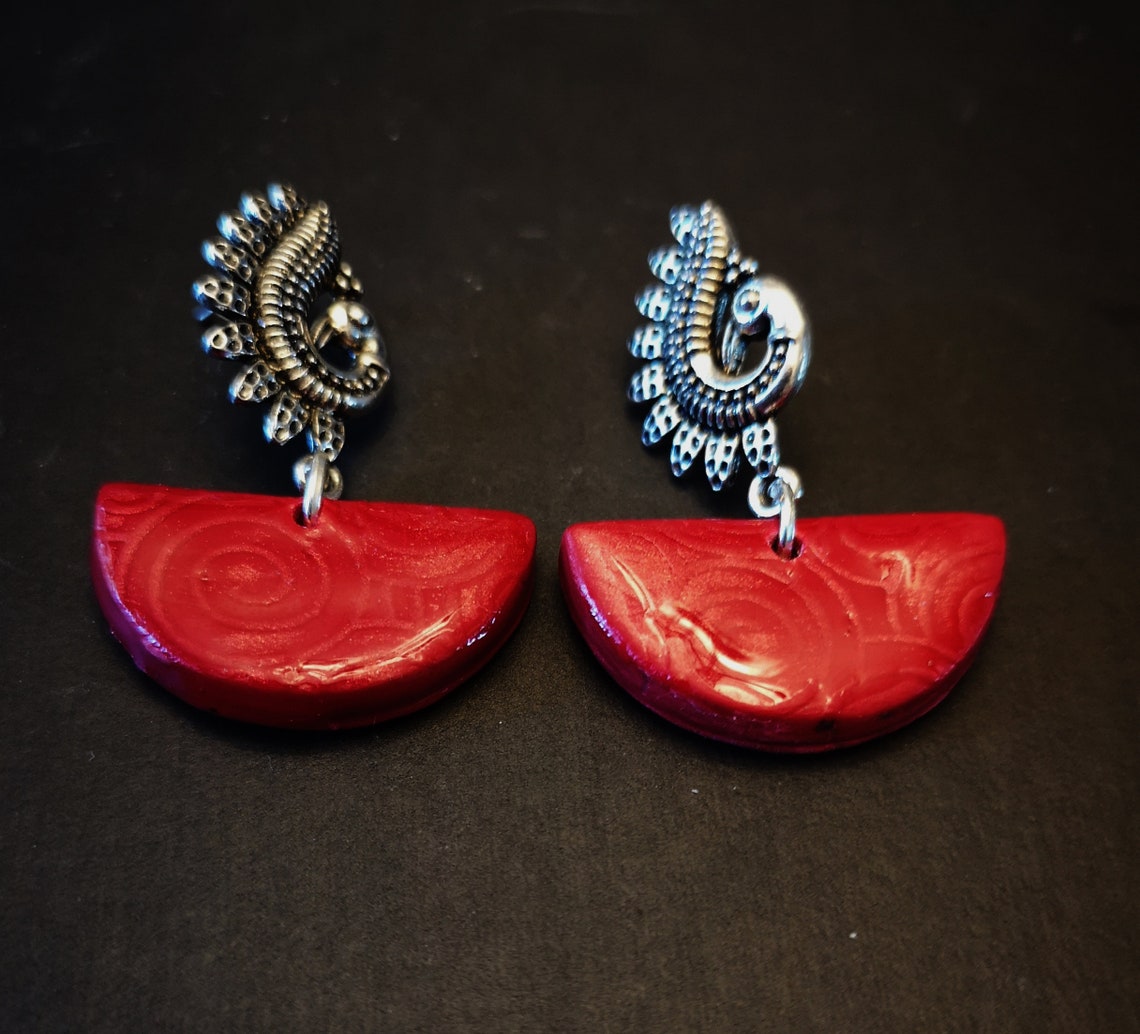 Statement Earrings Red Earrings Indian Hindu Handmade Etsy