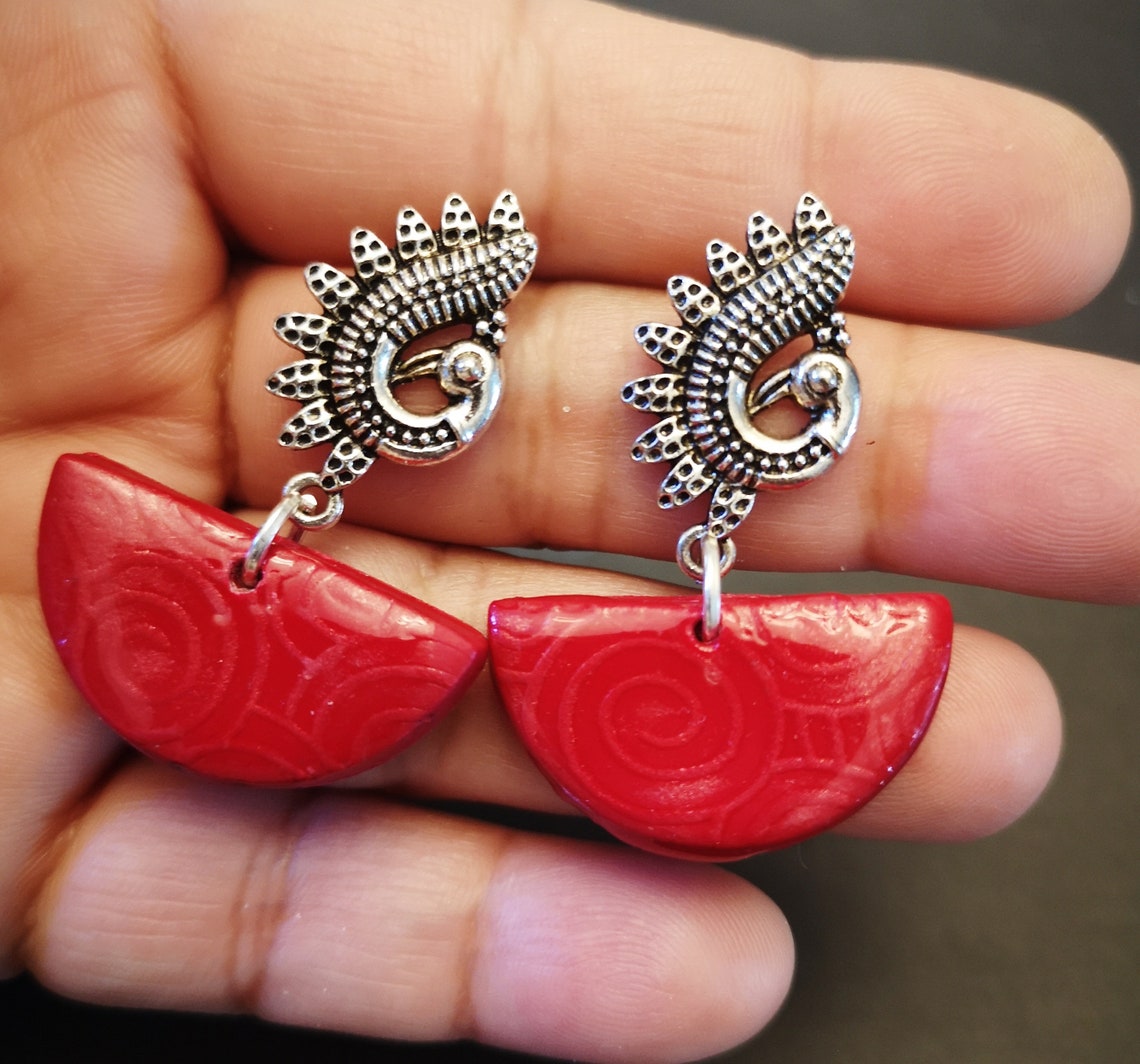 Statement Earrings Red Earrings Indian Hindu Handmade Etsy