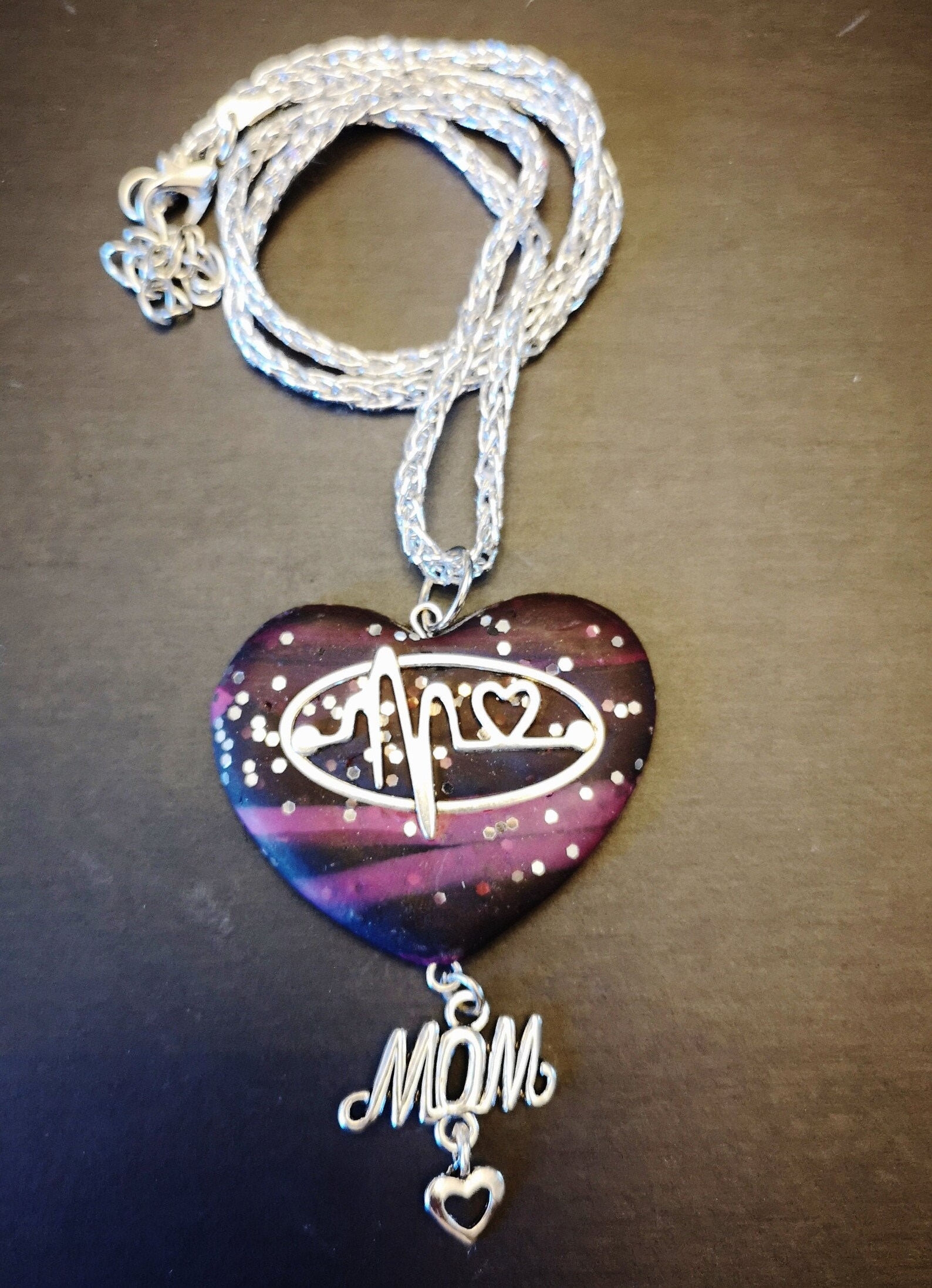 Herz Halskette Herz Halskette moderne lila schwarz | Etsy