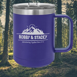 Polar Camel 15 oz Vacuum Insulated Mug with Slider Lid - Camping design 4