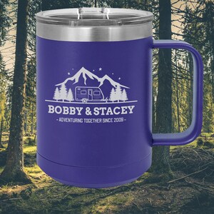 Polar Camel 15 oz Vacuum Insulated Mug with Slider Lid - Camping design 5
