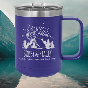Polar Camel 15 oz Vacuum Insulated Mug with Slider Lid - Camping design 6