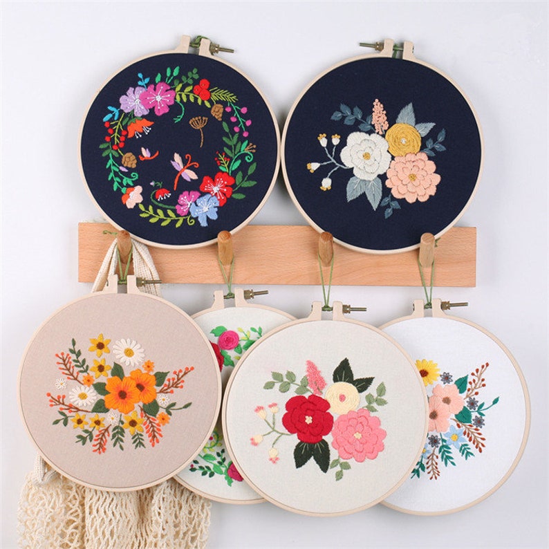 Embroidery Kit for Beginners Classic Floral Modern Etsy