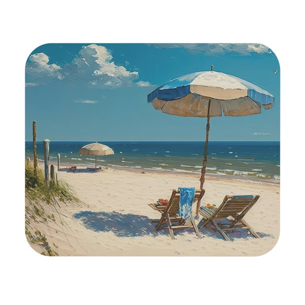 Summer Beach Oil Painting Mouse Pad - Scenery Painting Mouse Pad - Beach Landscape Mouse Pad - Mouse Pad For Gift, Work & Leisure