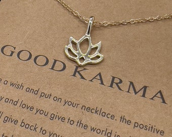 Lotus flower necklace, golden necklace with lotus flower as pendant, golden lotus flower, spirit necklace, golden lotus necklace