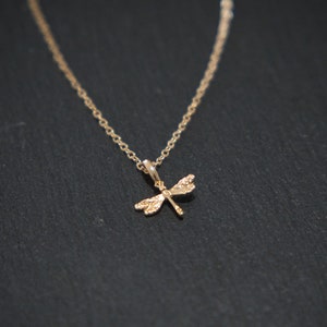 Dragonfly Chain, Golden Chain with Dragonfly as Pendant, Golden Dragonfly, Spirit Necklace, Golden Chain