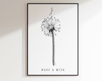 Dandelion Poster | Make a wish | Make a | Poster with dandelion | Flowers Image | Dandelion blowing | A wish free | Nature posters