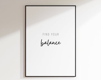 Vind uw saldo | Balans is de sleutel | Saldoposter | Citaat posterafbeelding | Evenwicht bewaren offerte | Affiche om af te drukken | evenwicht