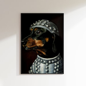 Dog in the Middle Ages | Doberman | Knight Dog | Funny Picture | Pet Portrait | Dog Portrait | Oil Painting | Oil Painting Dog