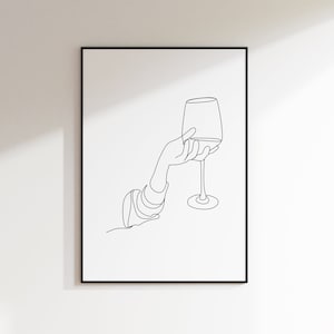 Wine glass poster | Hand holding wine glass | Picture for the kitchen | Wine drinker gift | Wine poster | Wine glass in hand | Vino