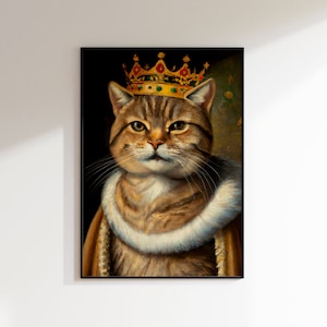 Cat in the Middle Ages | Cat King | Queen Cat | Funny Picture | Pet Portrait | Cat Portrait | Oil Painting | Oil Painting Cat
