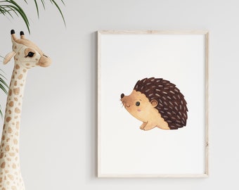 Affiche Hérisson | Photo de pépinière | Image aquarelle | Chers enfants | Affiches d'animaux | cadeau de naissance | vestiaire bébé | Salle de jeux