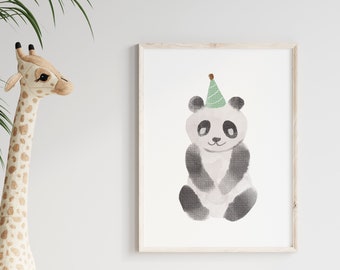 Poster Panda | Kinderzimmer Bild | Wasserfarben Bild | Liebe Kinder | Poster von Tieren | Geschenk zur Geburt | Wickelzimmer | Spielzimmer