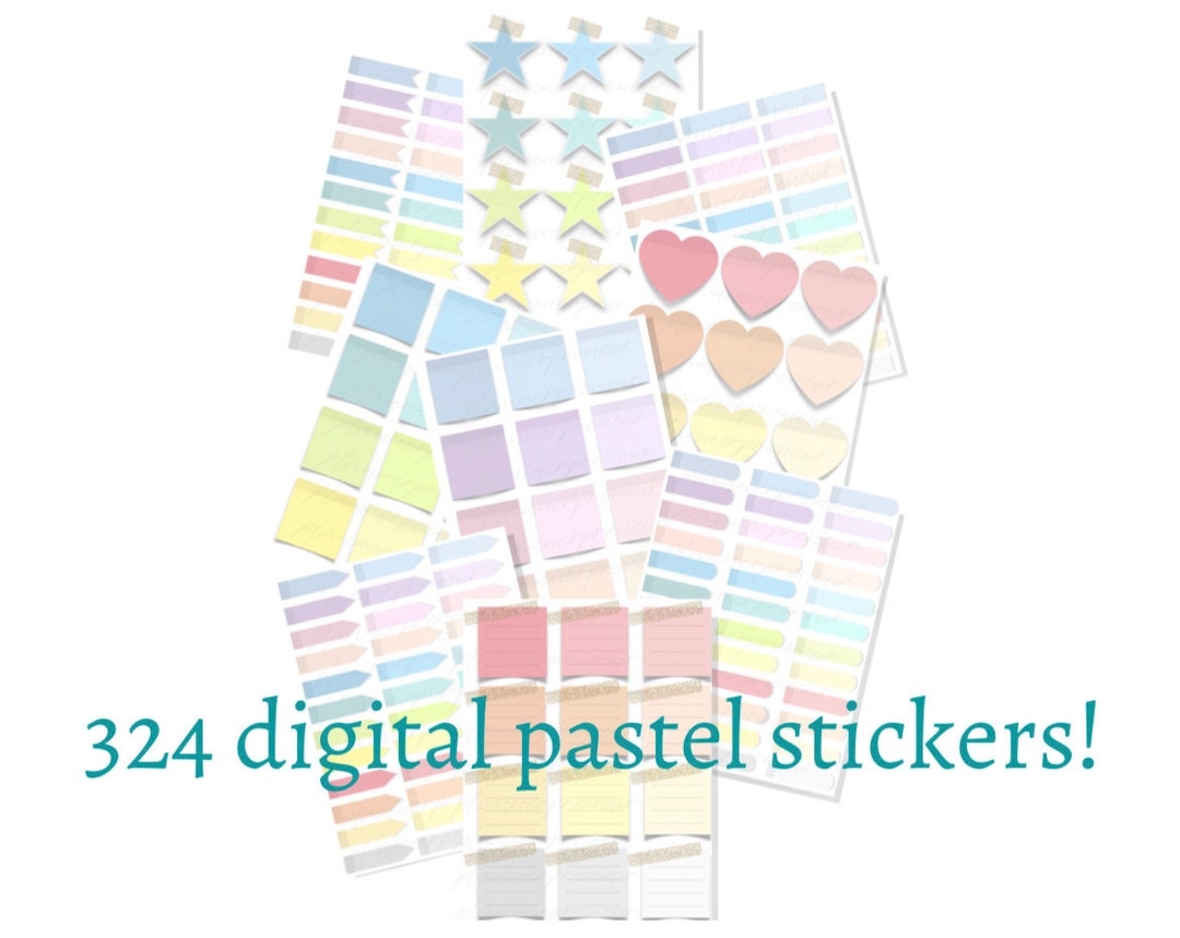 324 Digital Pastel Stickers Bundle!! - Etsy