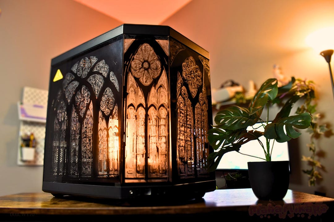 Gothic Cathedral PC Case – Hand-etched Tempered Glass, Dark Academia ...