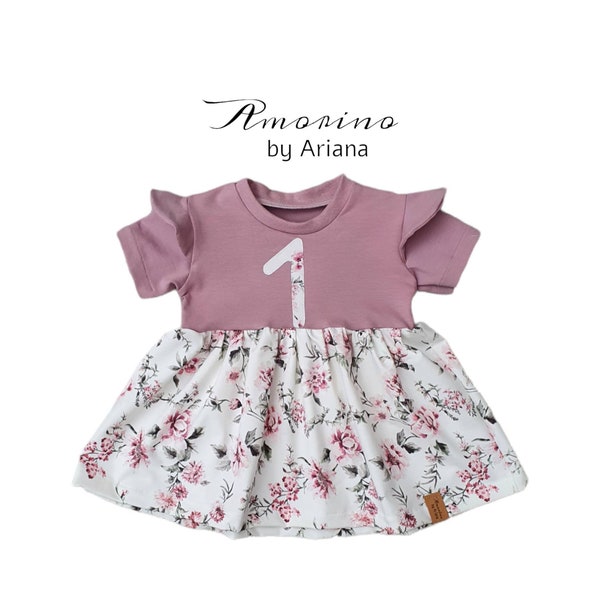 Personalisiertes Kleid zum Geburtstag mit Zahl Namen | Geburtstagskleid | Geburtstagsoutfit | personalisiertes Geschenk | Kindergeburtstag