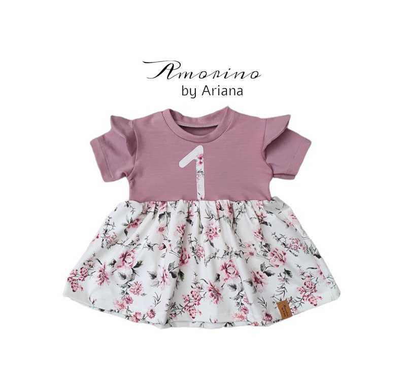 Personalisiertes Kleid zum Geburtstag mit Zahl Namen Geburtstagskleid Geburtstagsoutfit personalisiertes Geschenk Kindergeburtstag Bild 1